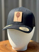 Structured leather patch hat